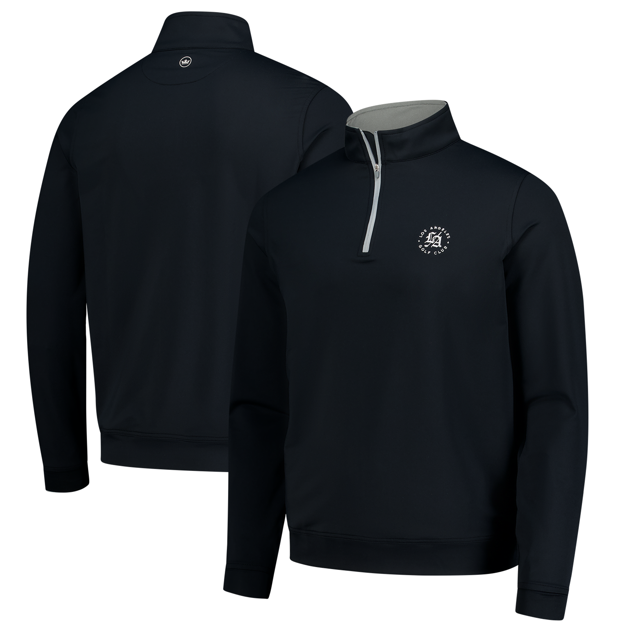 Men's Peter Millar Black Los Angeles Golf Club Perth Performance Quarter-Zip Pullover