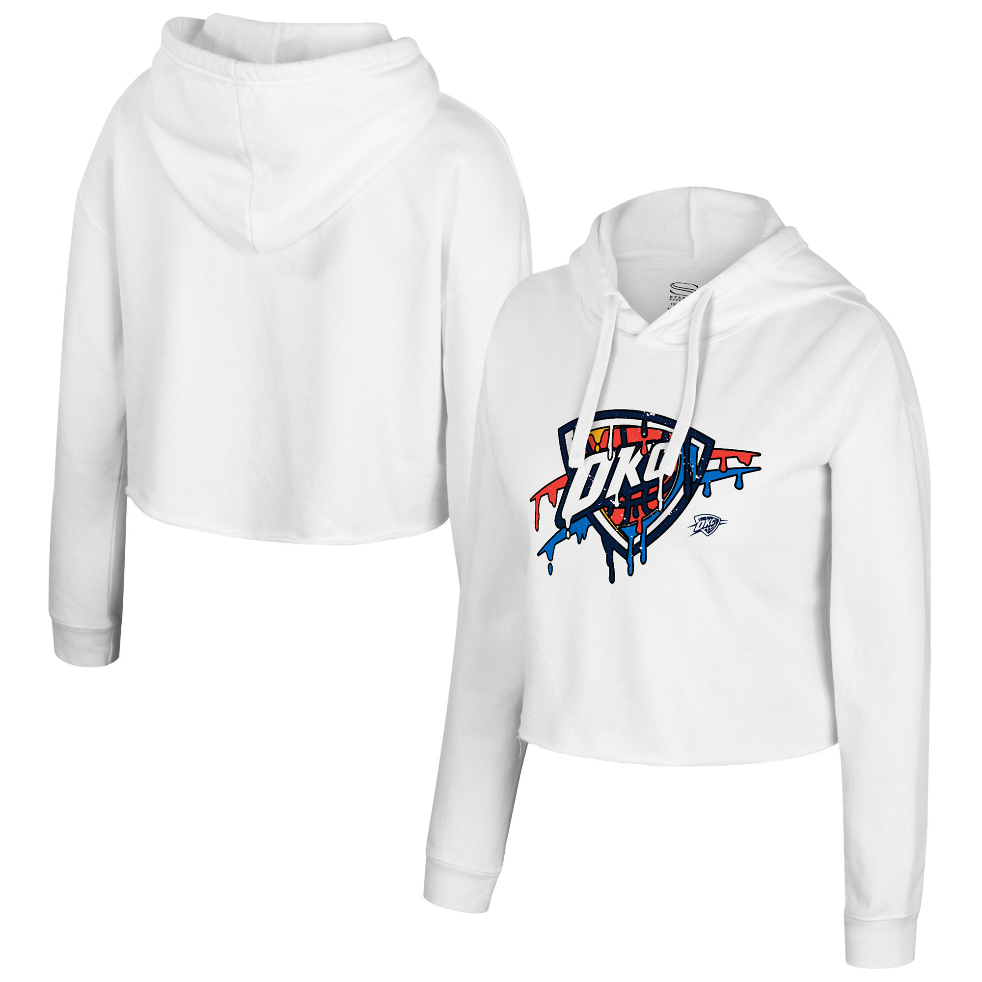 Women's Stadium Essentials White Oklahoma City Thunder Ice Cream Cropped Hoodie