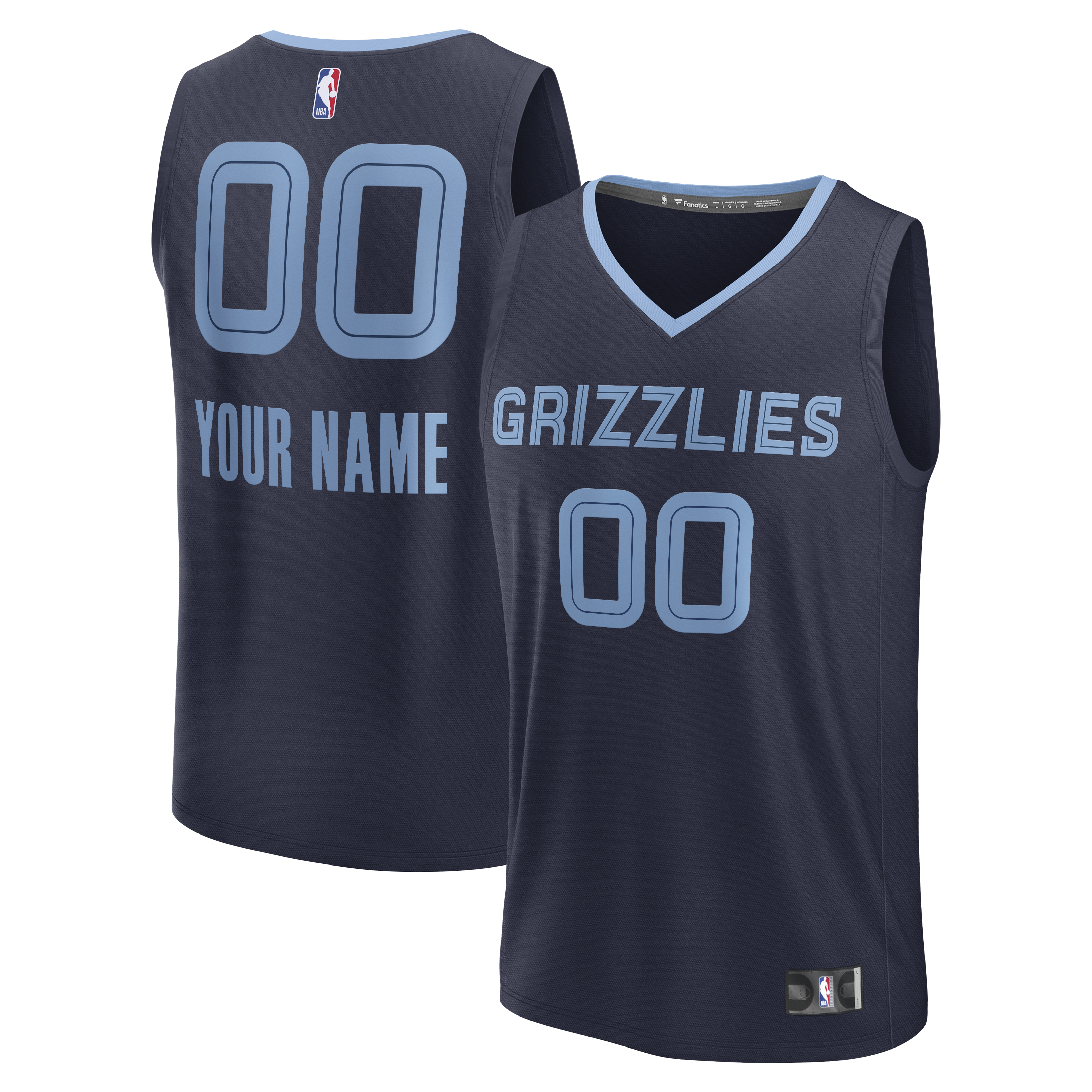 Youth Fanatics Navy Memphis Grizzlies Fastbreak Custom Jersey - Icon Edition