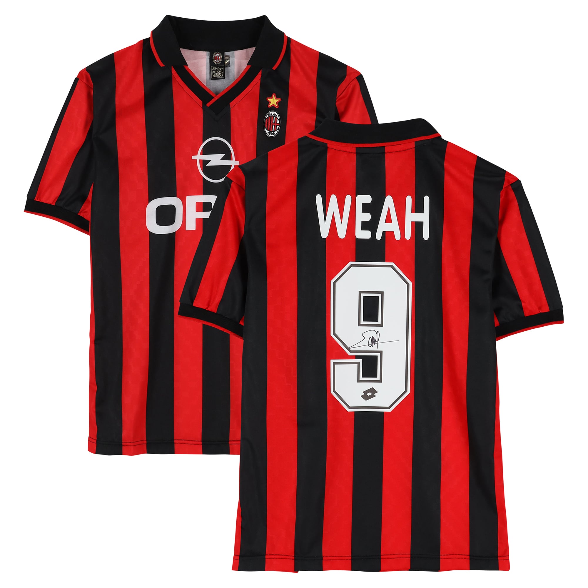 George Weah AC Milan Autographed 1996 Red/Black Home Jersey - Icons