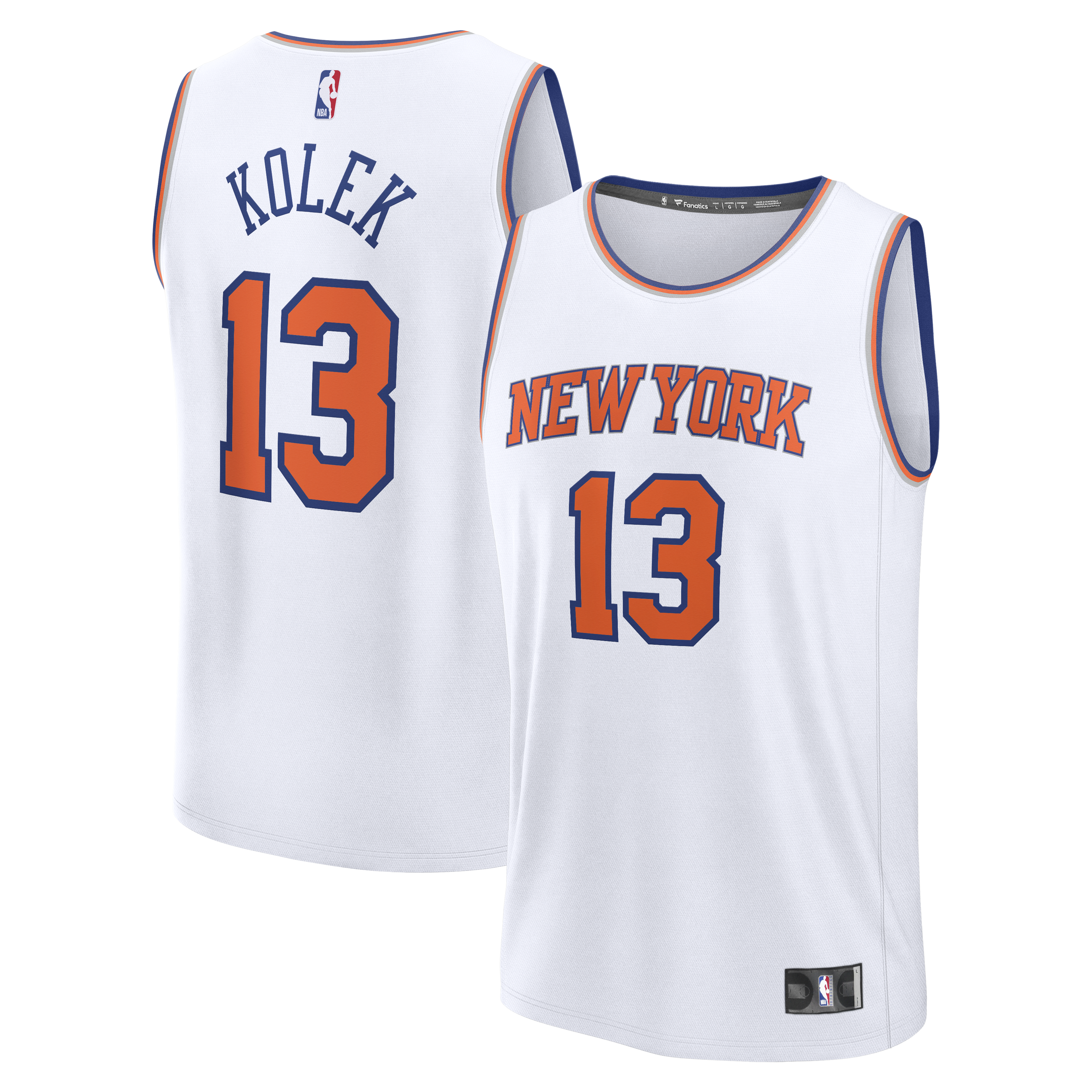 Men's Fanatics Tyler Kolek White New York Knicks Fast Break Replica Player Jersey - Association Edition