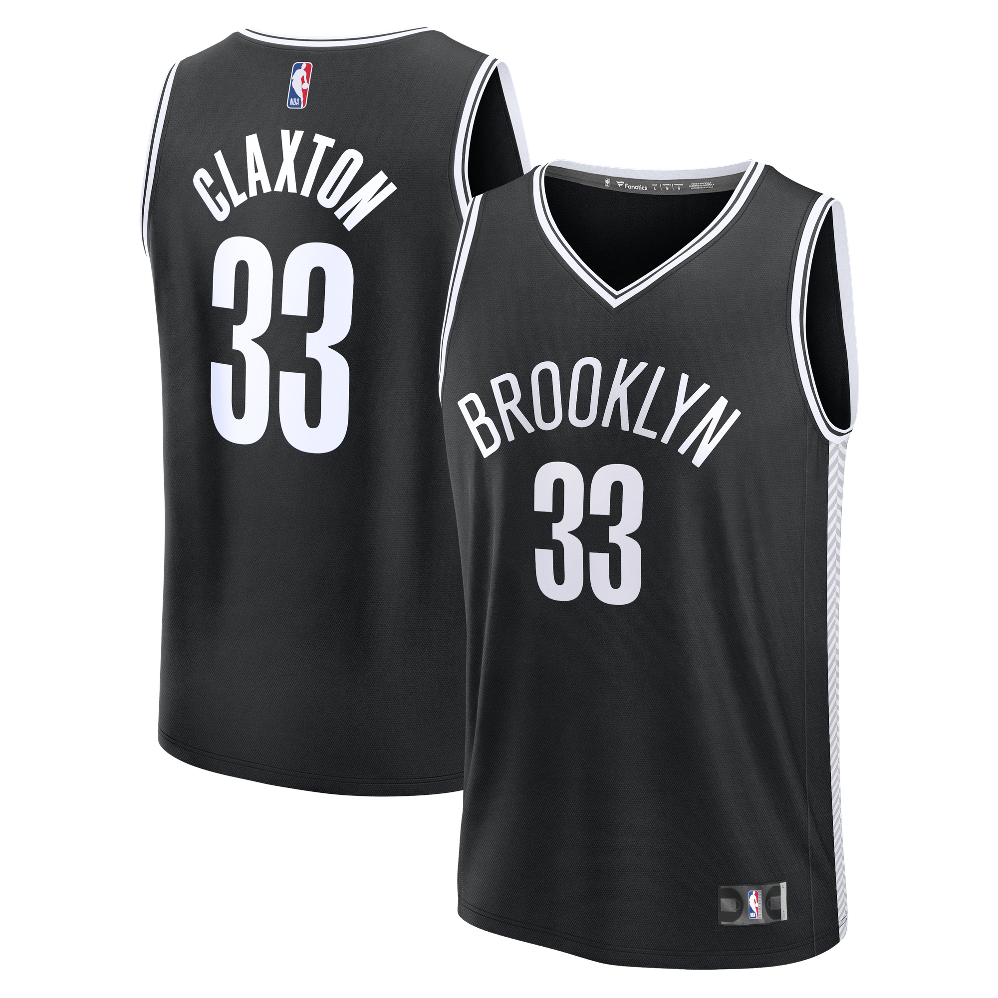 Men's Fanatics Nic Claxton Black Brooklyn Nets Fast Break Replica Jersey - Icon Edition