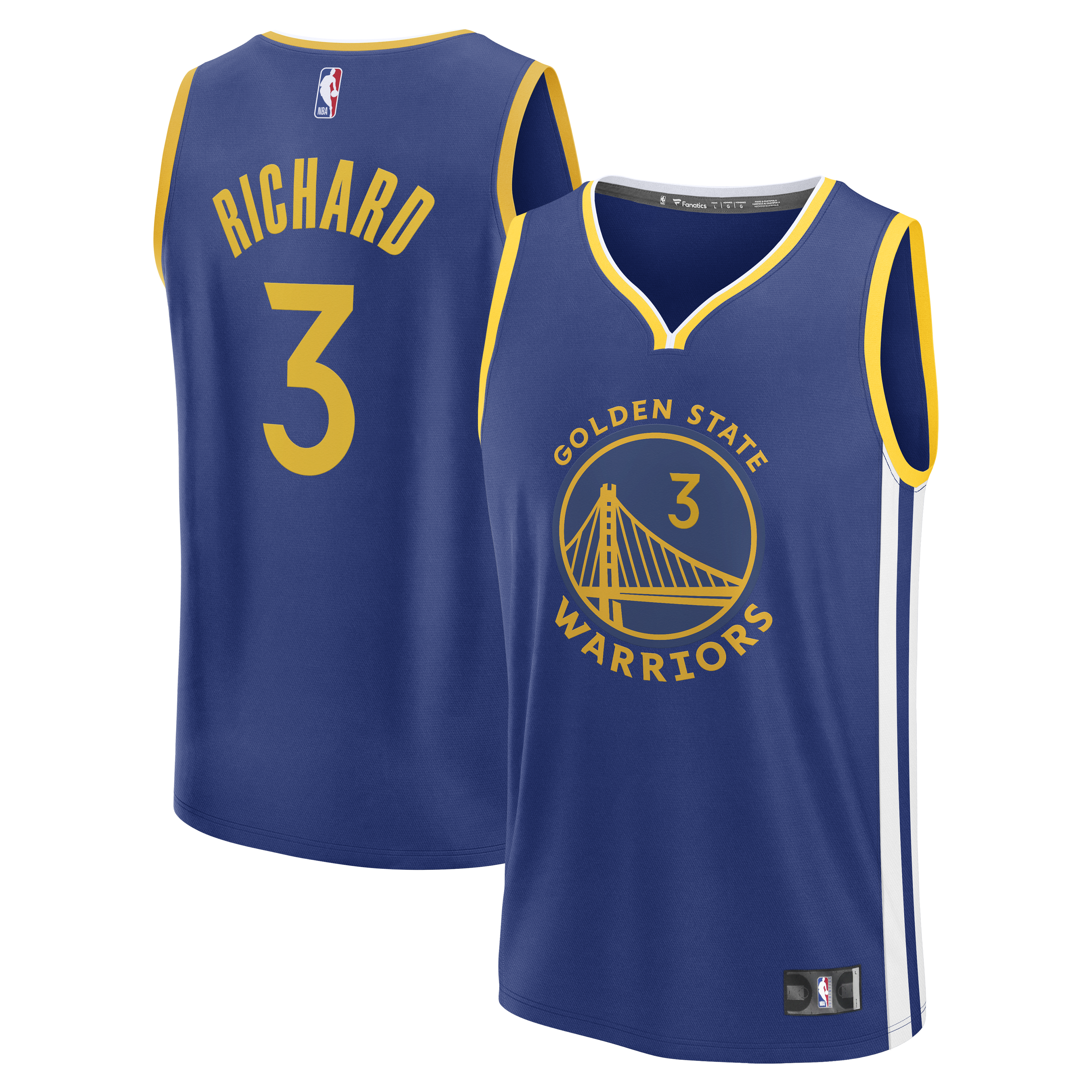 Men's Fanatics Will Richard Blue Golden State Warriors Fast Break Replica Jersey - Icon Edition