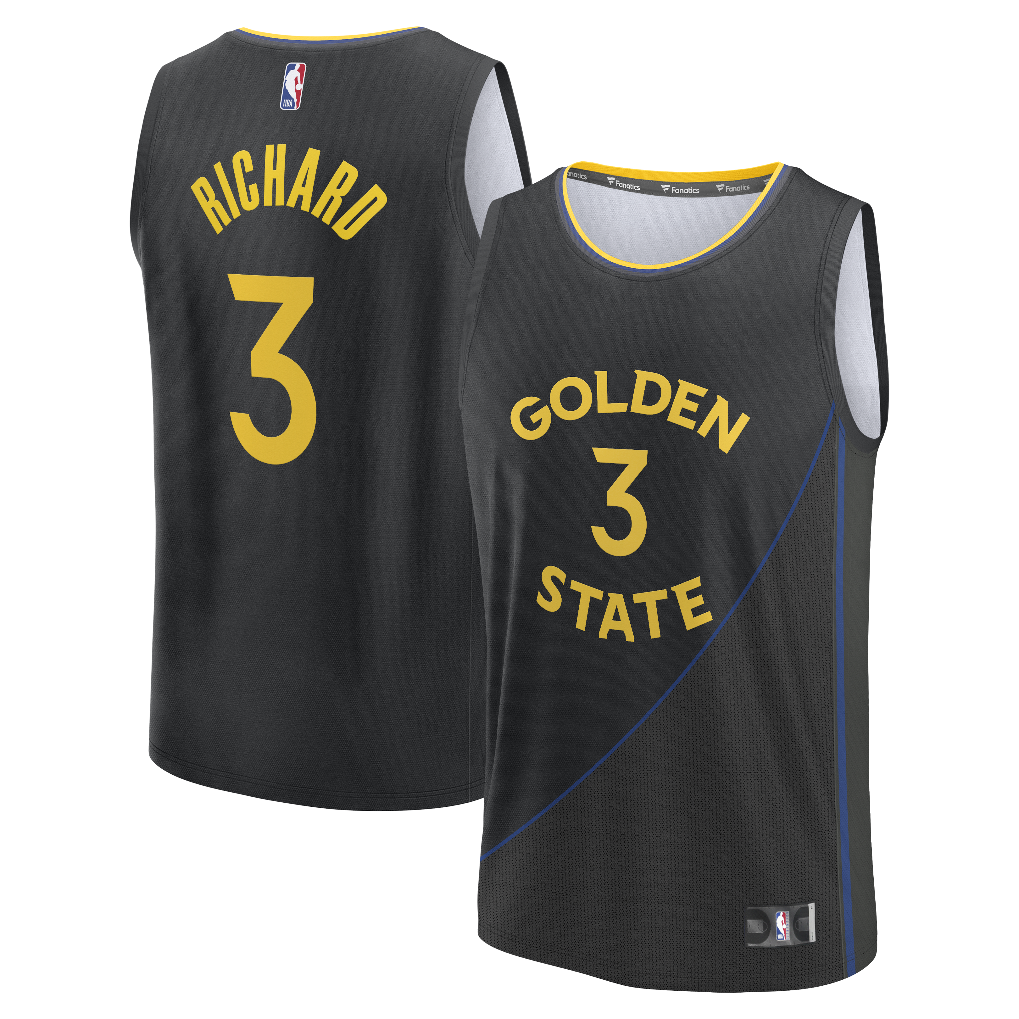 Men's Fanatics Will Richard Black Golden State Warriors Fast Break Replica Player Jersey - Statement Edition