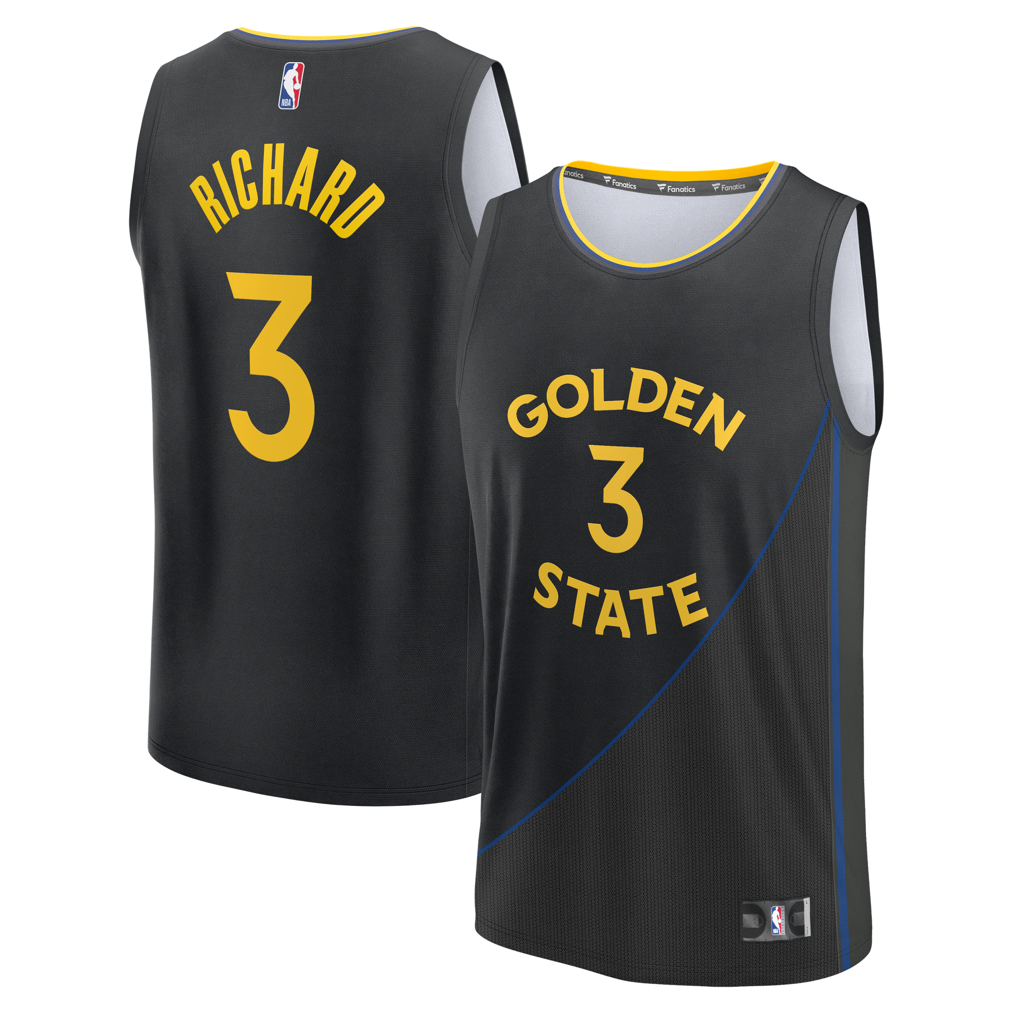 Men's Fanatics Will Richard Black Golden State Warriors Fast Break Replica Player Jersey - Statement Edition