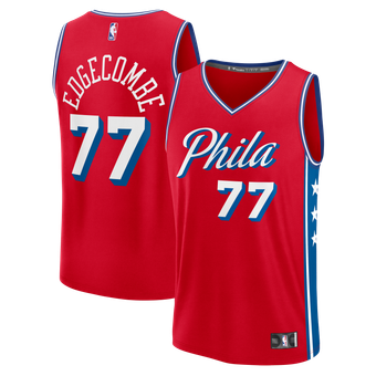 Men's Fanatics VJ Edgecombe Red Philadelphia 76ers Fast Break Replica Player Jersey - Statement Edition