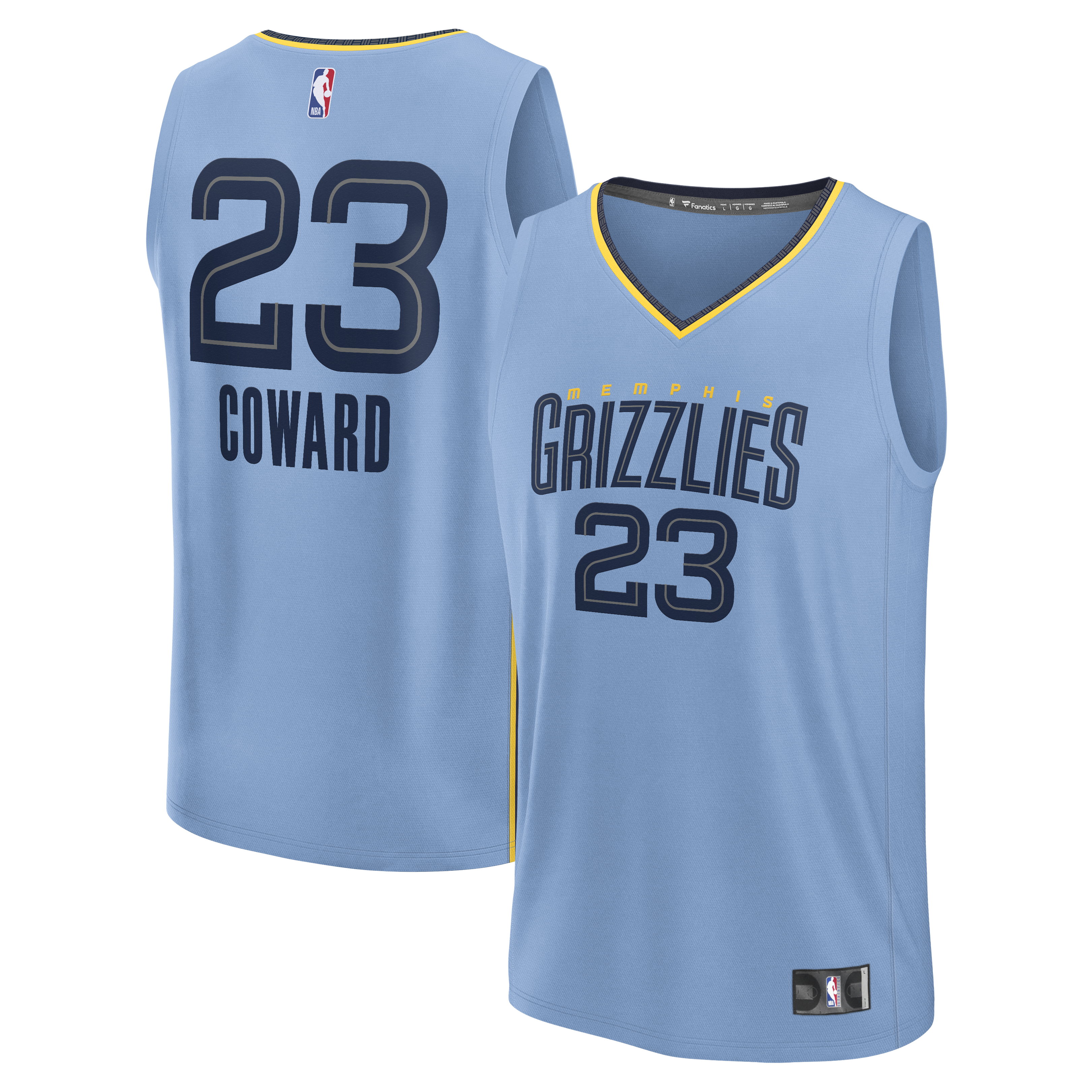 Men's Fanatics Cedric Coward Light Blue Memphis Grizzlies Fast Break Replica Player Jersey - Statement Edition