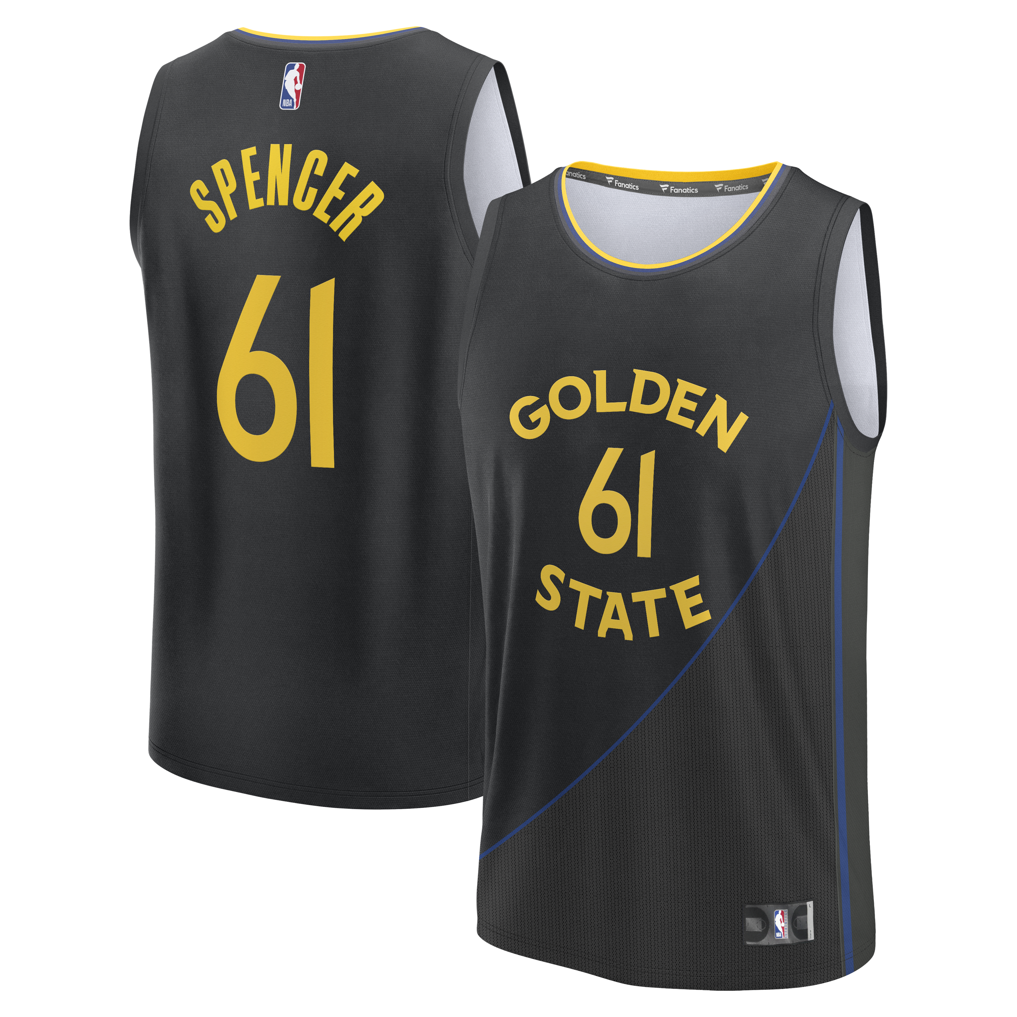 Men's Fanatics Pat Spencer Black Golden State Warriors Fast Break Replica Player Jersey - Statement Edition