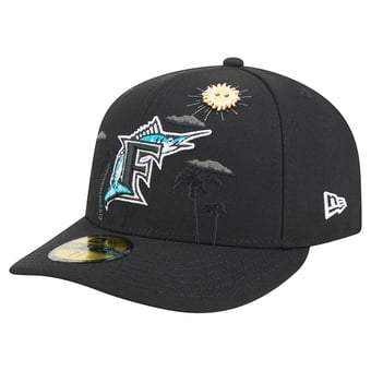 Men's New Era Black Florida Marlins City Icon Pin 59FIFTY Fitted Hat