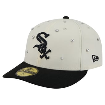 Men's New Era Cream/Black Chicago White Sox Pearl Stud 59FIFTY Fitted Hat