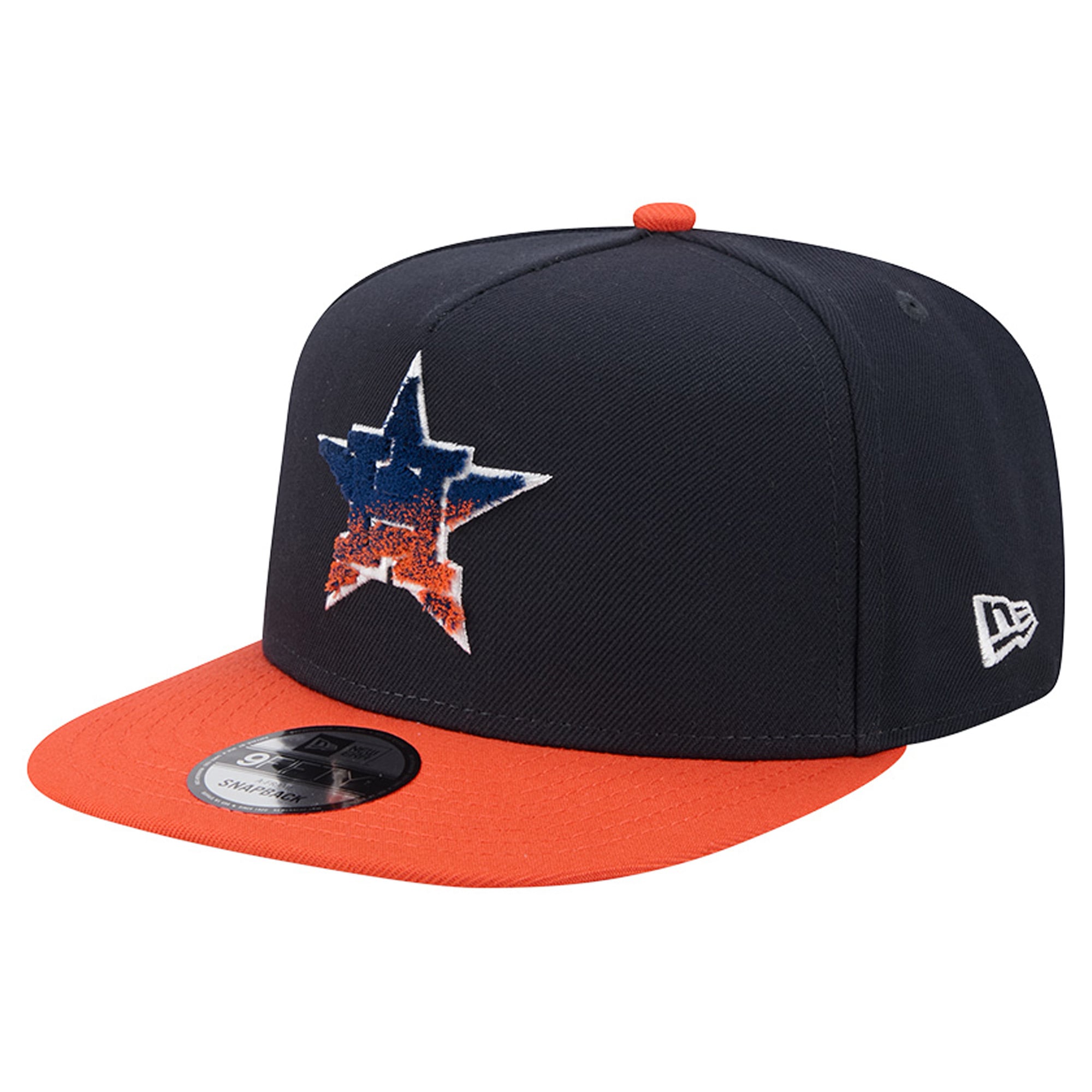 Men's New Era Navy/Orange Houston Astros Chenille Gradient A-Frame 9FIFTY Snapback Hat