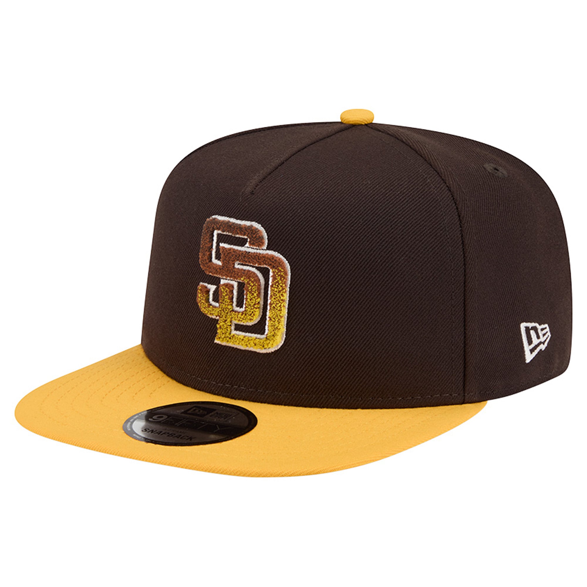 Men's New Era Brown/Gold San Diego Padres Chenille Gradient A-Frame 9FIFTY Snapback Hat