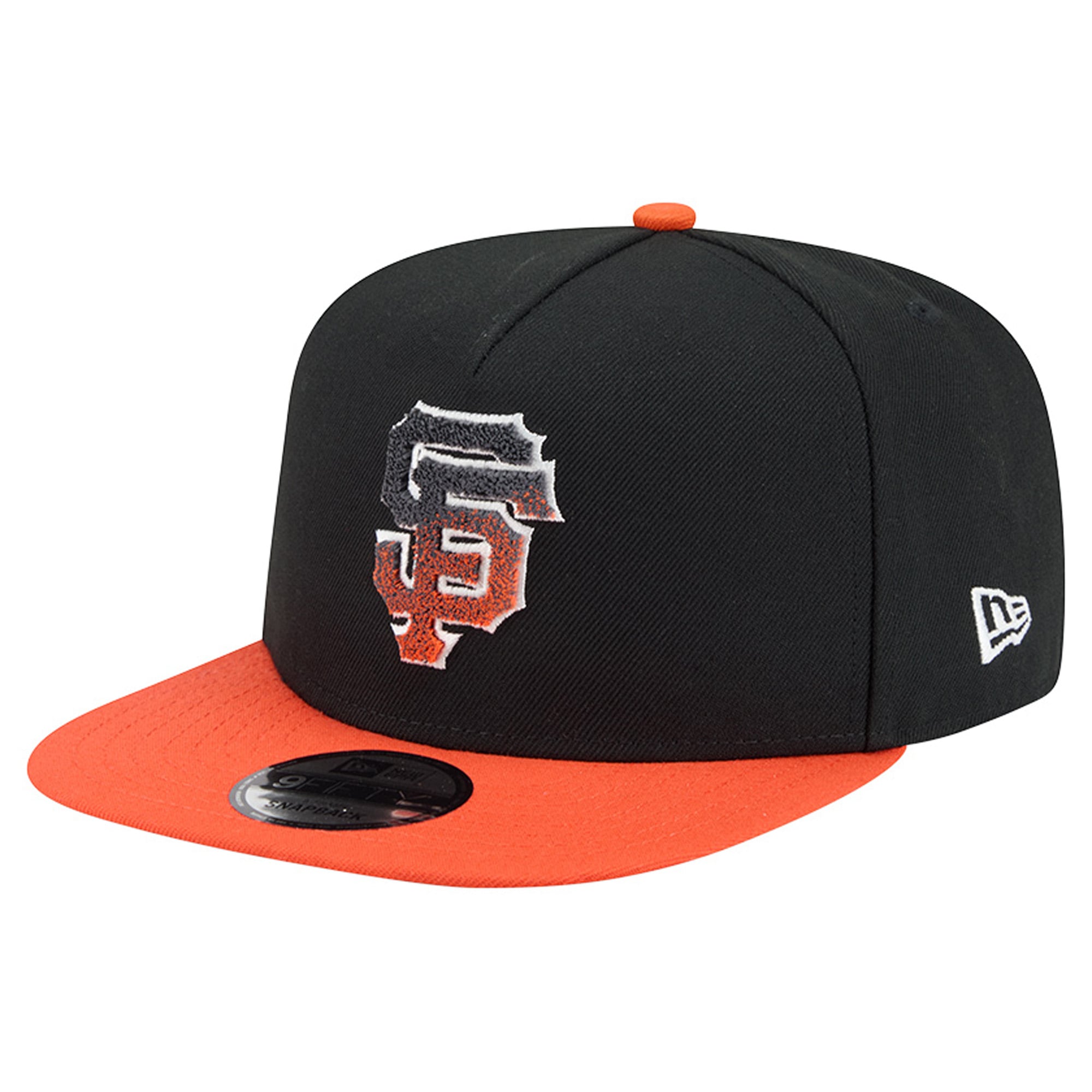 Men's New Era Black/Orange San Francisco Giants Chenille Gradient A-Frame 9FIFTY Snapback Hat