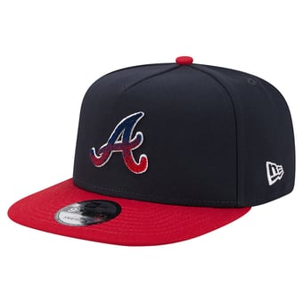Men's New Era Navy/Red Atlanta Braves Chenille Gradient A-Frame 9FIFTY Snapback Hat