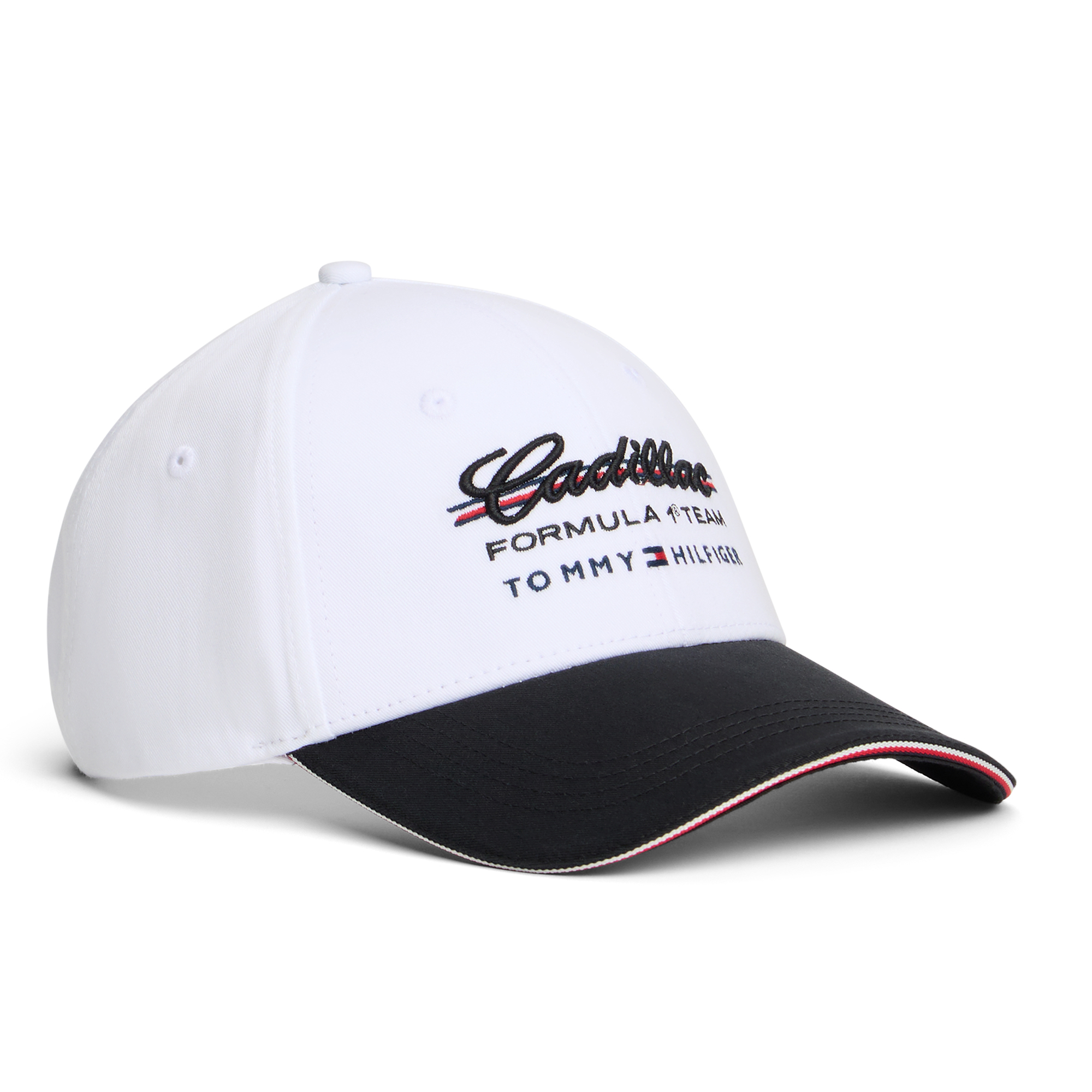 Men's Tommy Hilfiger x Cadillac F1 Team White/Black Script Adjustable Hat