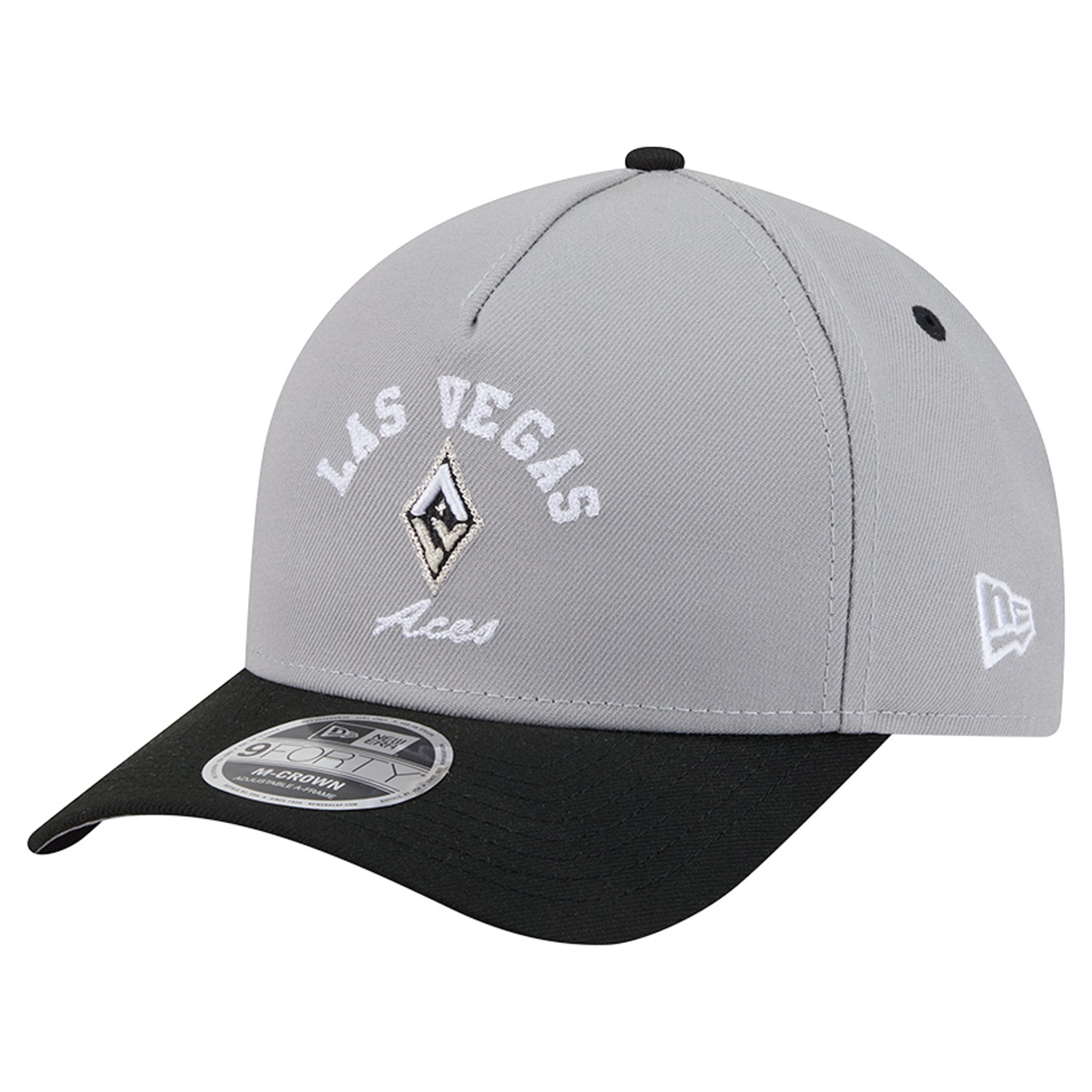Women's New Era Silver/Black Las Vegas Aces Arch 9FORTY A-Frame M-Crown Adjustable Hat