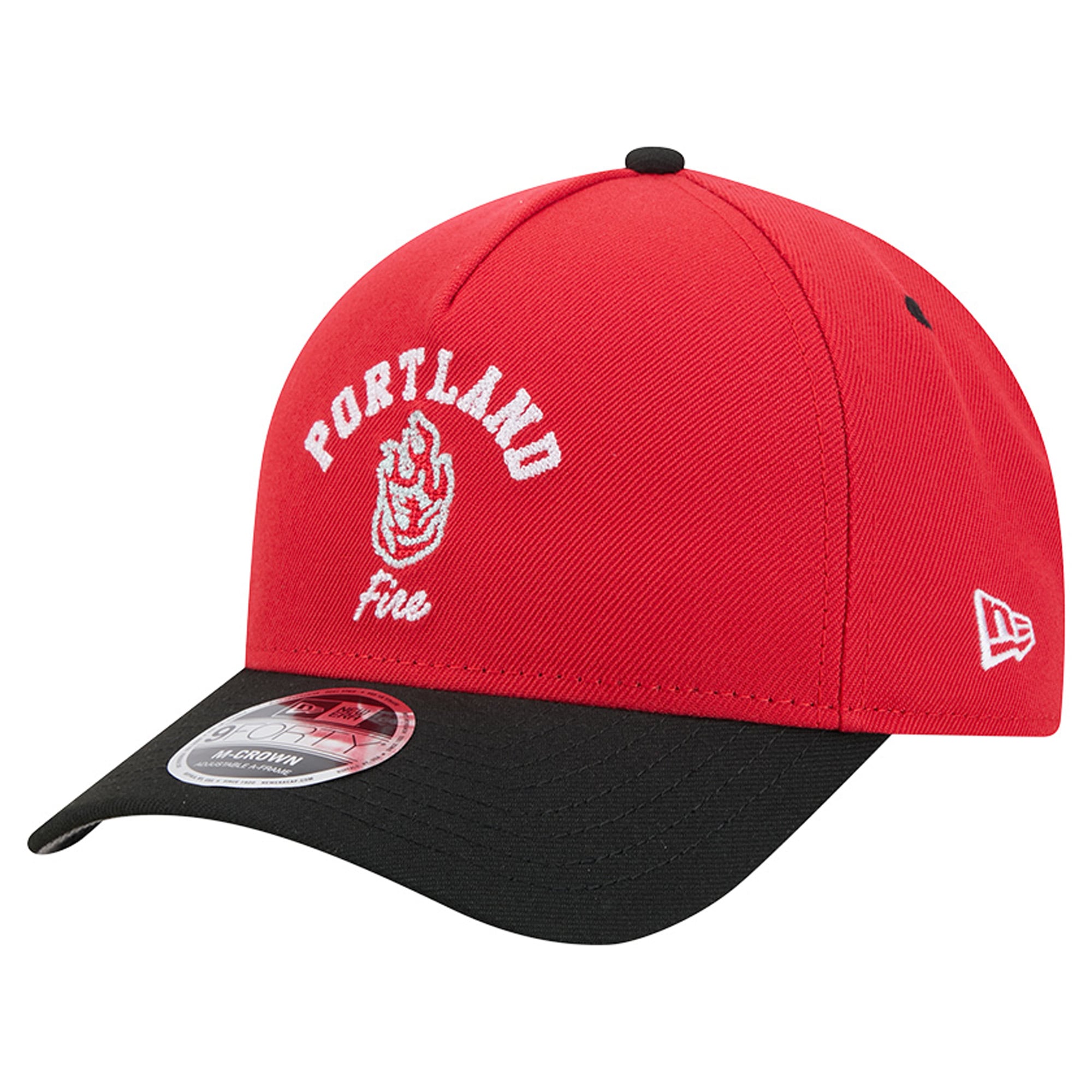 Women's New Era Red/Black Portland Fire Arch 9FORTY A-Frame M-Crown Adjustable Hat