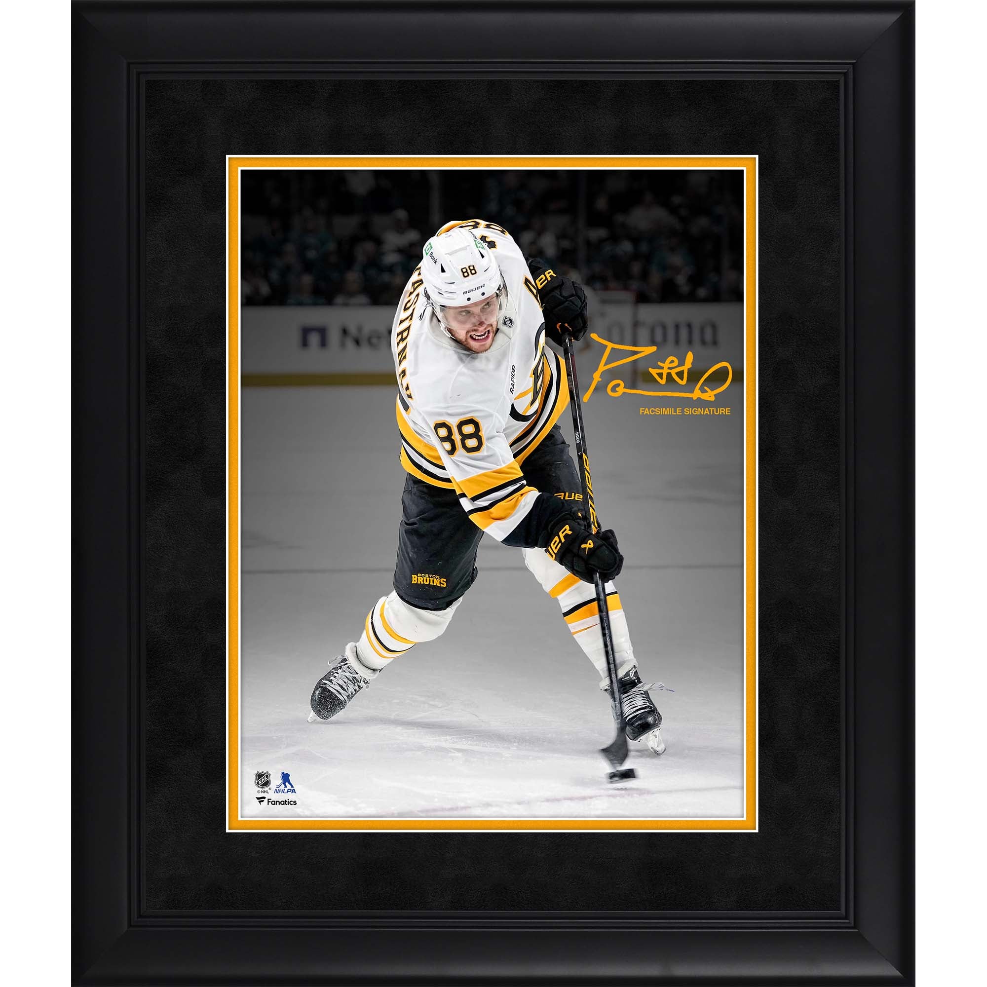 David Pastrnak Boston Bruins Facsimile Signature Framed 11" x 14" Spotlight Photograph