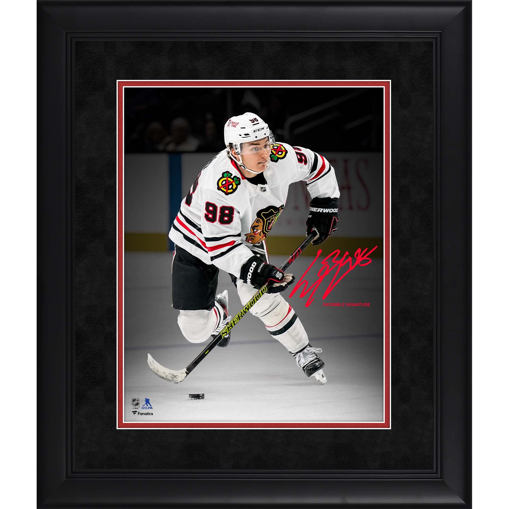 Connor Bedard Chicago Blackhawks Facsimile Signature Framed 11" x 14" Spotlight Photograph
