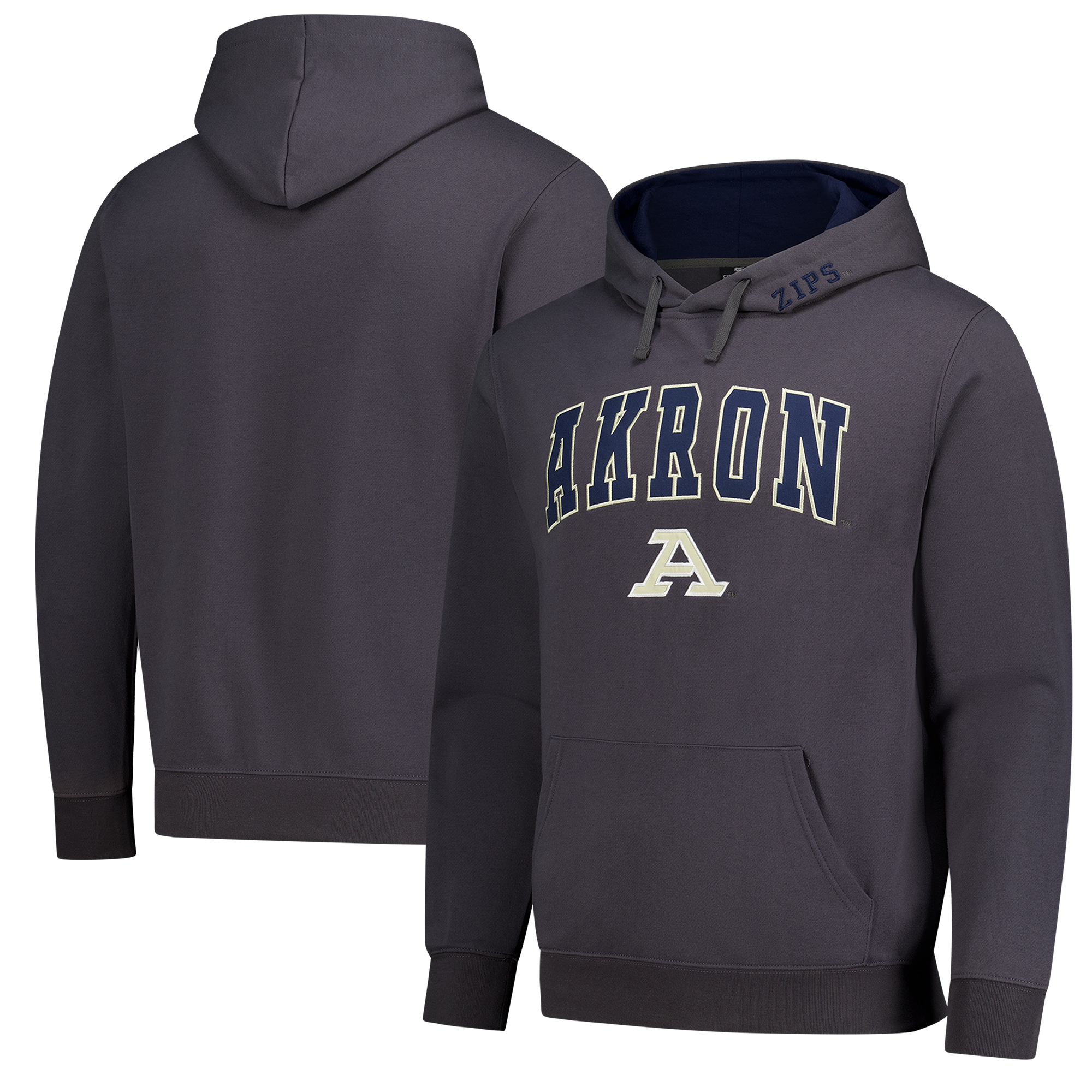 Men's Colosseum Charcoal Akron Zips Arch & Logo Hoodie