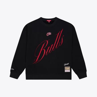 Women's Mitchell & Ness  Black Chicago Bulls Hardwood Classics Script Lightweight Sweatshirt