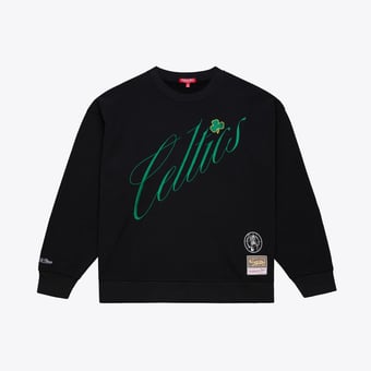 Women's Mitchell & Ness  Black Boston Celtics Hardwood Classics Script Lightweight Sweatshirt