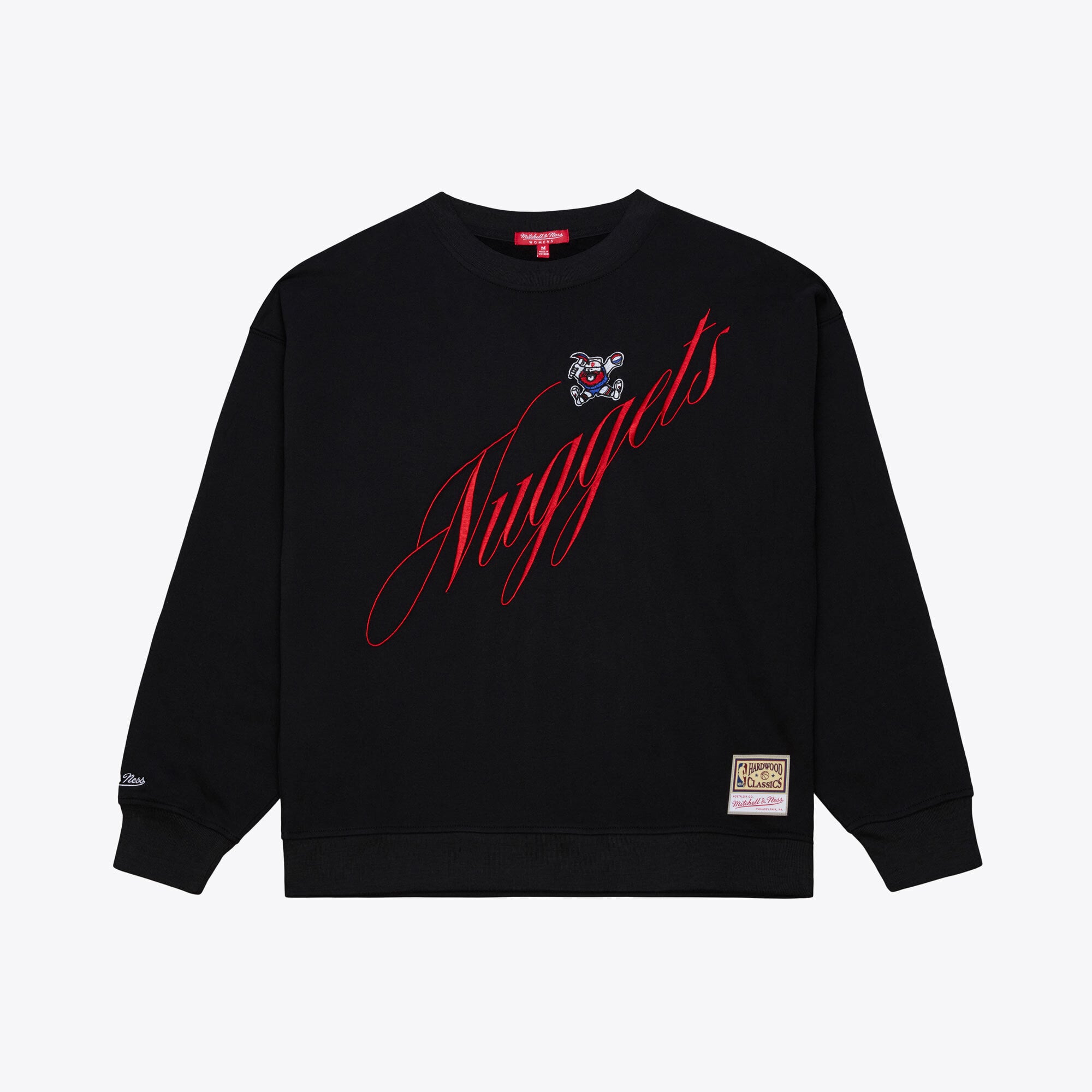Women's Mitchell & Ness  Black Denver Nuggets Hardwood Classics Script Lightweight Sweatshirt