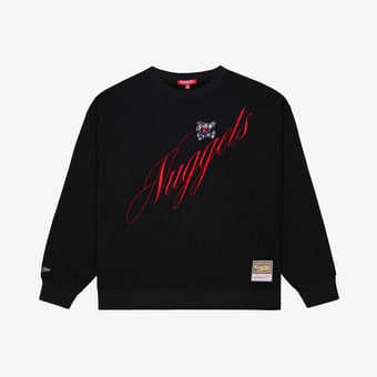Women's Mitchell & Ness  Black Denver Nuggets Hardwood Classics Script Lightweight Sweatshirt