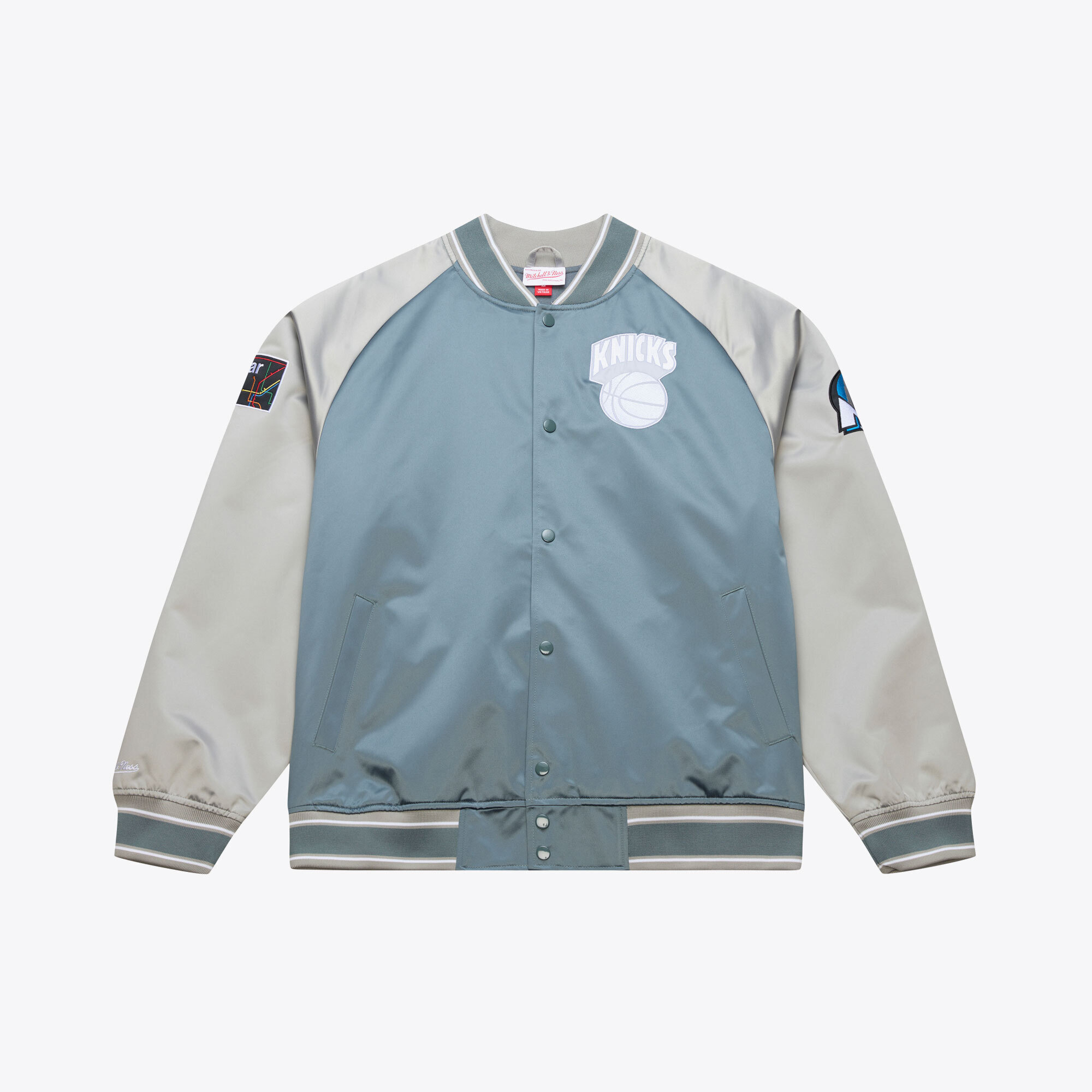 Men's Mitchell & Ness  Blue/Silver New York Knicks Thunderstorm Lightweight Satin Full-Snap Jacket