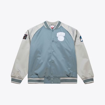 Men's Mitchell & Ness  Blue/Silver New York Knicks Thunderstorm Lightweight Satin Full-Snap Jacket