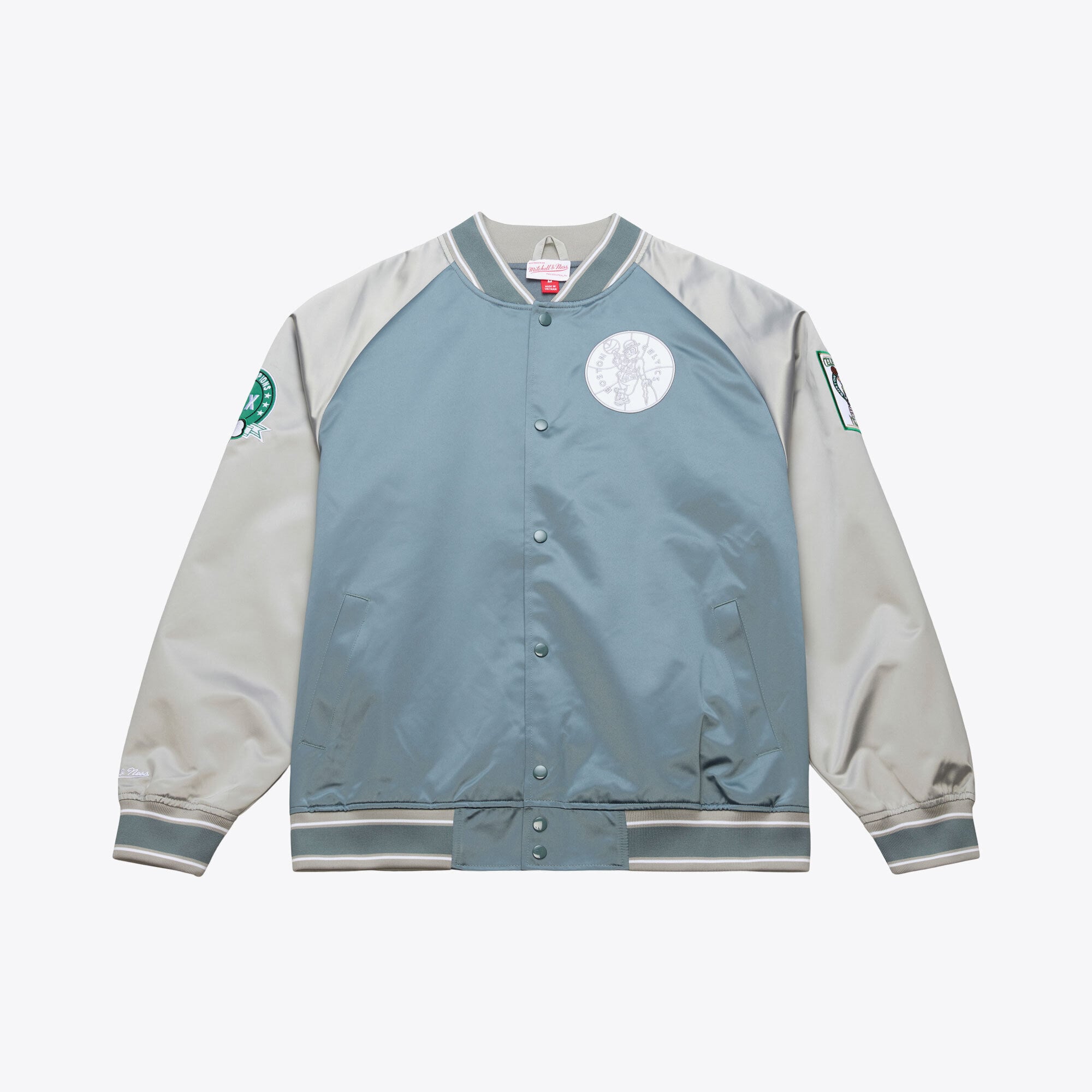 Men's Mitchell & Ness  Blue/Silver Boston Celtics Thunderstorm Lightweight Satin Full-Snap Jacket