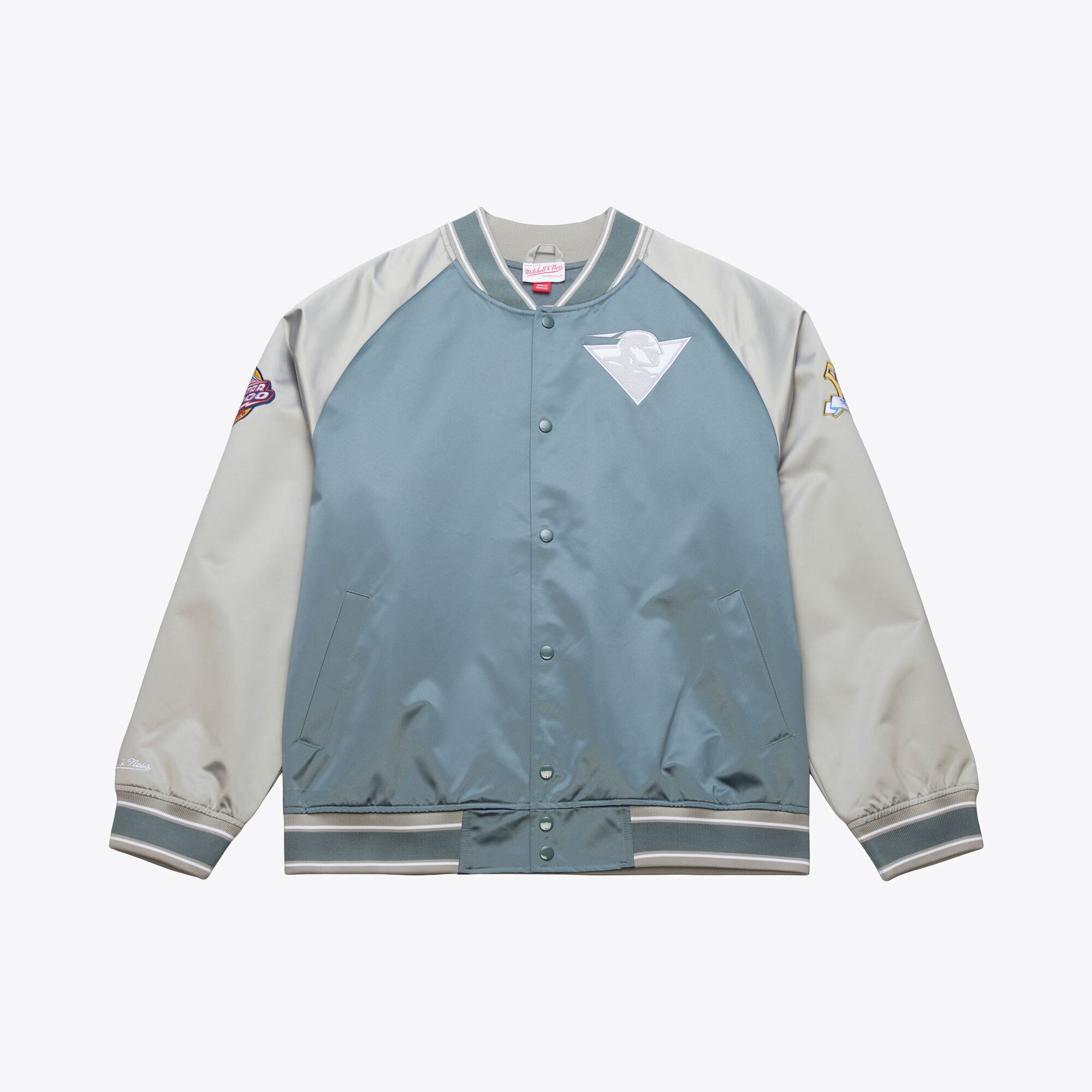 Men's Mitchell & Ness Blue/Silver Golden State Warriors Thunderstorm Lightweight Satin Full-Snap Jacket