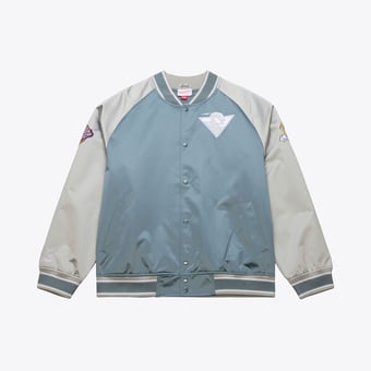 Men's Mitchell & Ness  Blue/Silver Golden State Warriors Thunderstorm Lightweight Satin Full-Snap Jacket