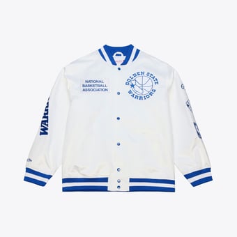 Men's Mitchell & Ness  White Golden State Warriors Arctic Lightweight Full-Snap Satin Jacket