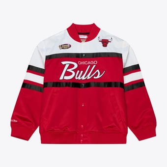 Men's Mitchell & Ness  Red Chicago Bulls Hardwood Classics Head Coach Lightweight Satin Full-Snap Jacket