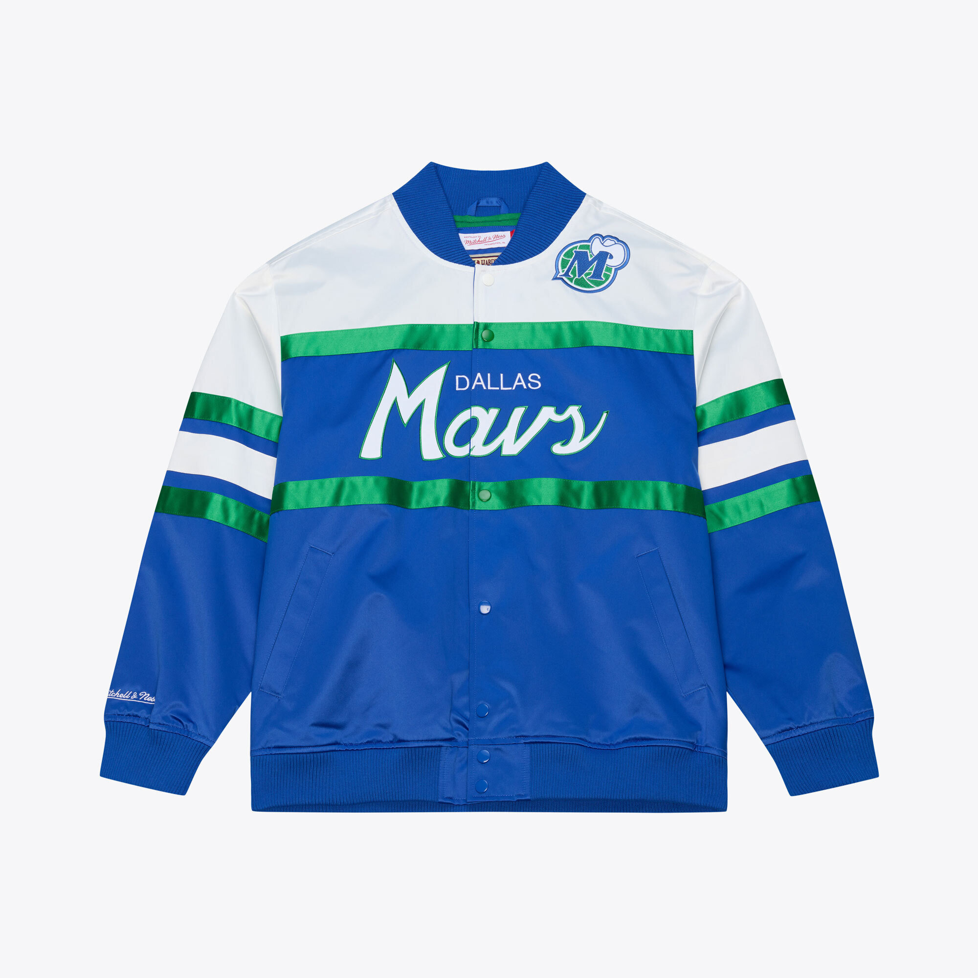 Men's Mitchell & Ness Royal Dallas Mavericks Hardwood Classics Head Coach Lightweight Satin Full-Snap Jacket