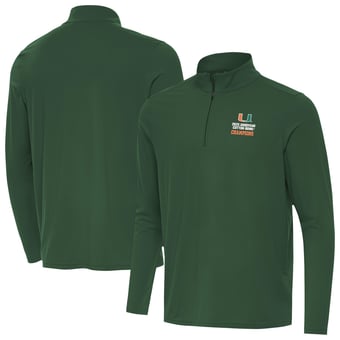 Men's Antigua  Green Miami Hurricanes College Football Playoff 2025 Cotton Bowl Champions Intent Quarter-Zip Pullover