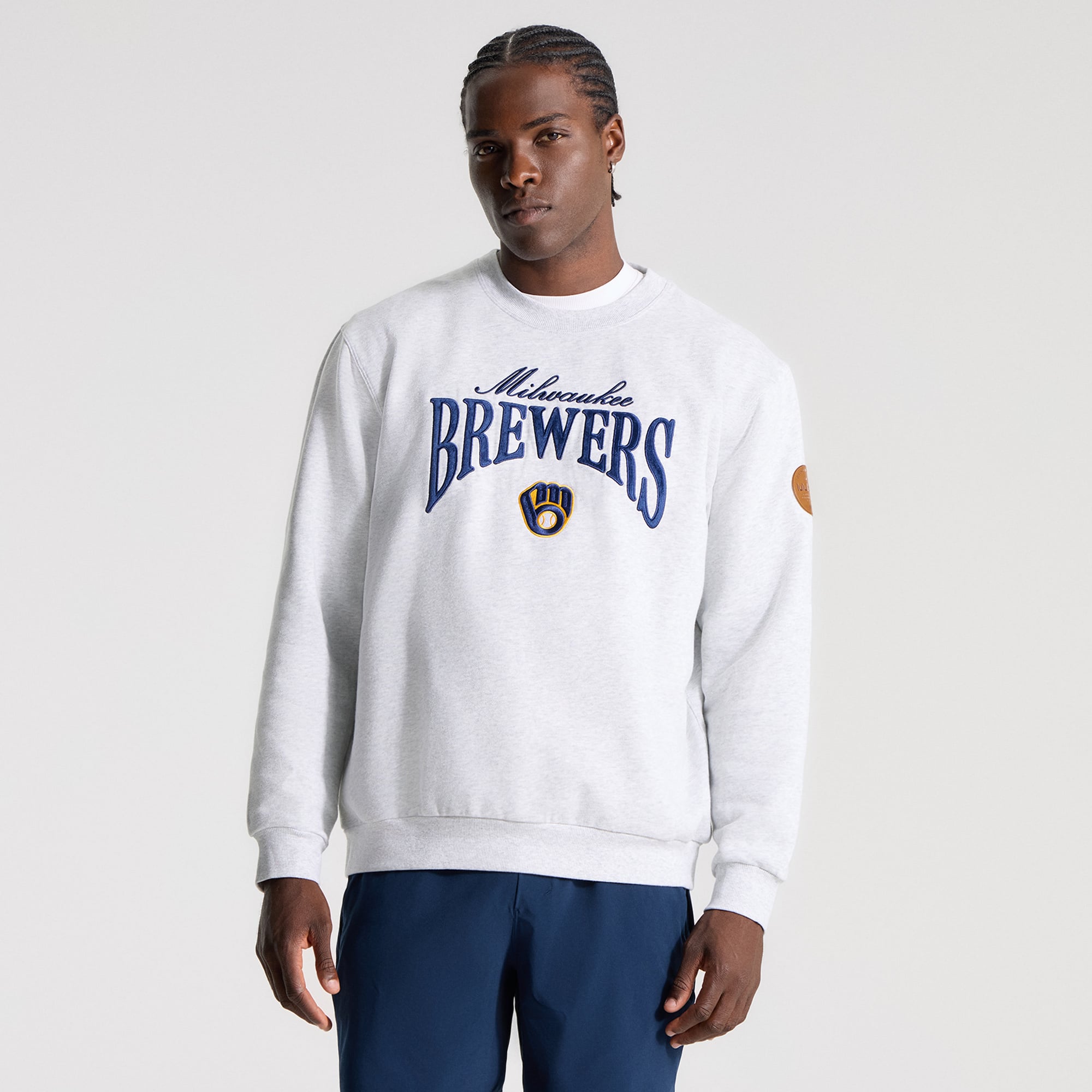 Men's lululemon Heathered Core Ultra Light Grey Milwaukee Brewers Steady State Sweatshirt