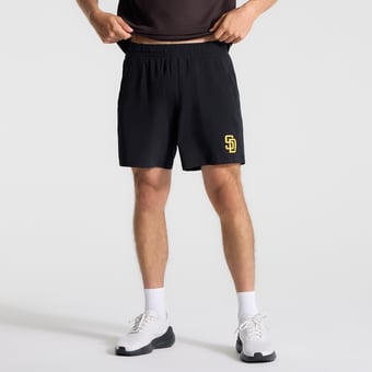 "Men's lululemon Black San Diego Padres Pace Breaker Linerless Shorts 7"""