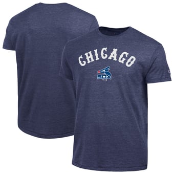 Men's Champion  Navy Chicago White Sox Cooperstown Wordmark Lockup Tri-Blend T-Shirt