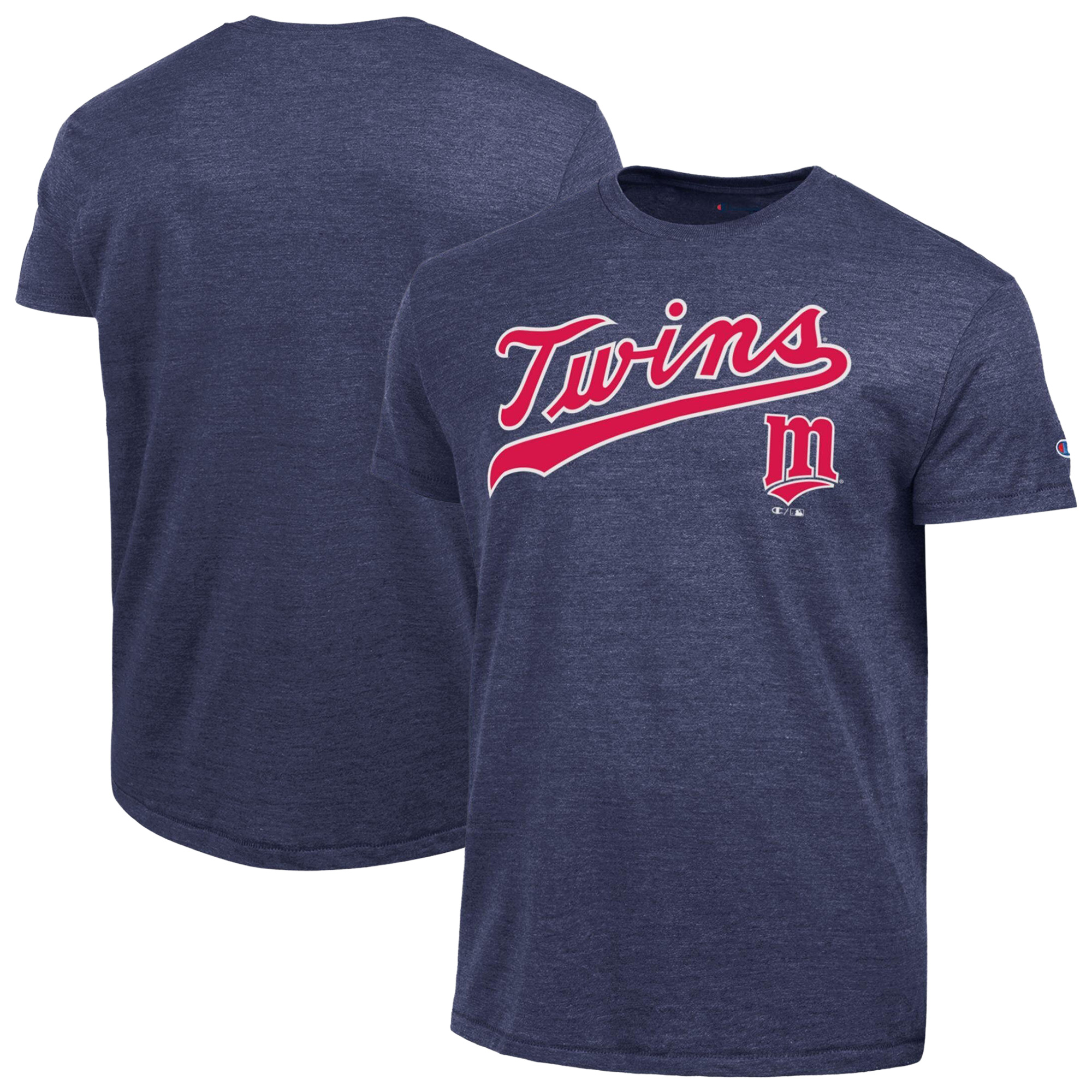 Men’s Champion Navy Minnesota Twins Cooperstown Wordmark Lockup Tri-Blend T-Shirt