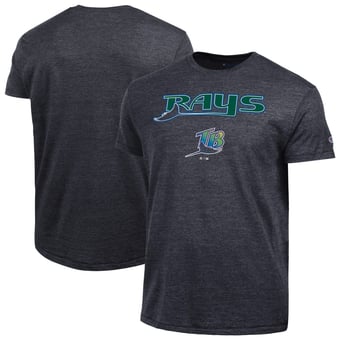 Men's Champion  Black Tampa Bay Rays Cooperstown Wordmark Lockup Tri-Blend T-Shirt