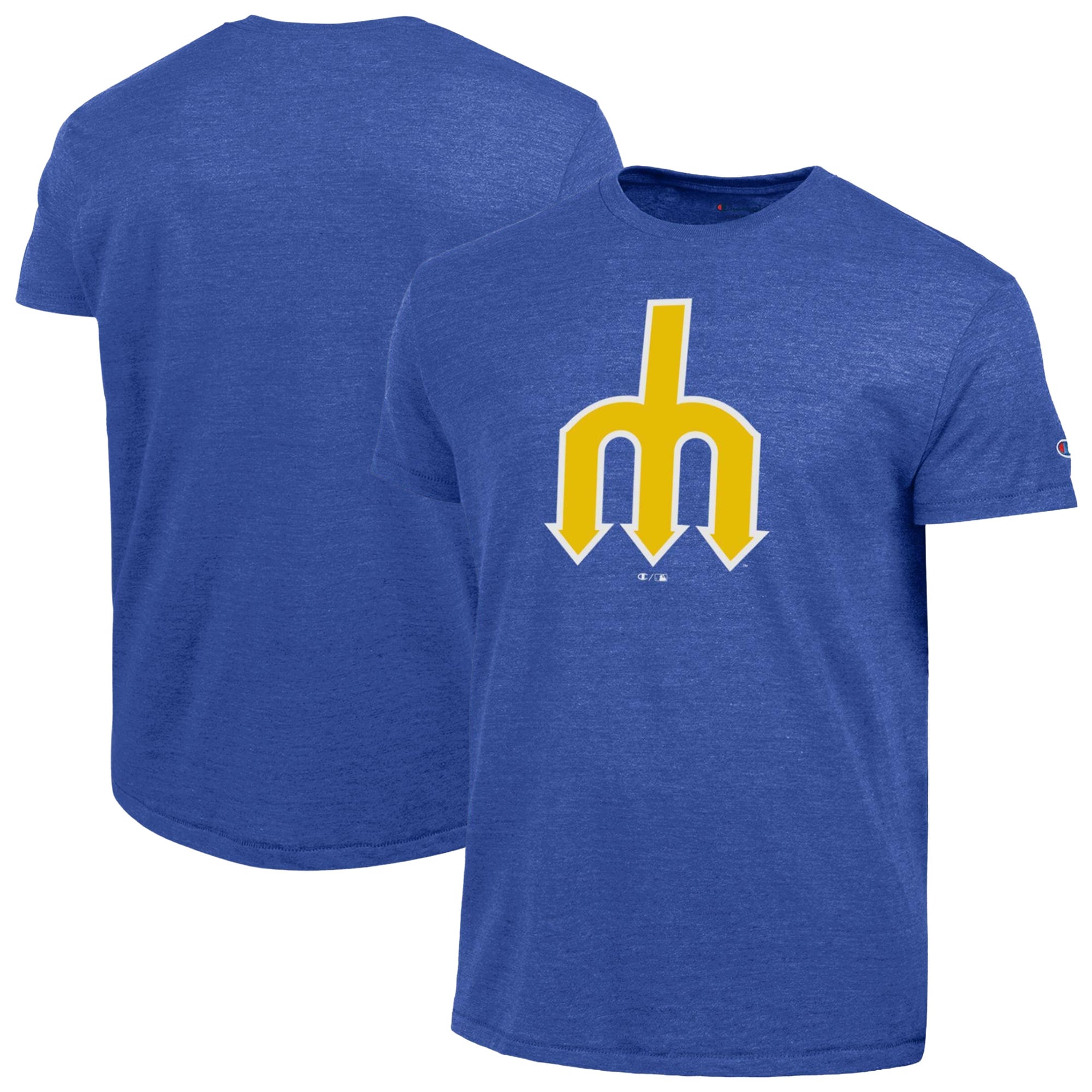 Men's Champion  Royal Seattle Mariners Cooperstown Logo Tri-Blend T-Shirt