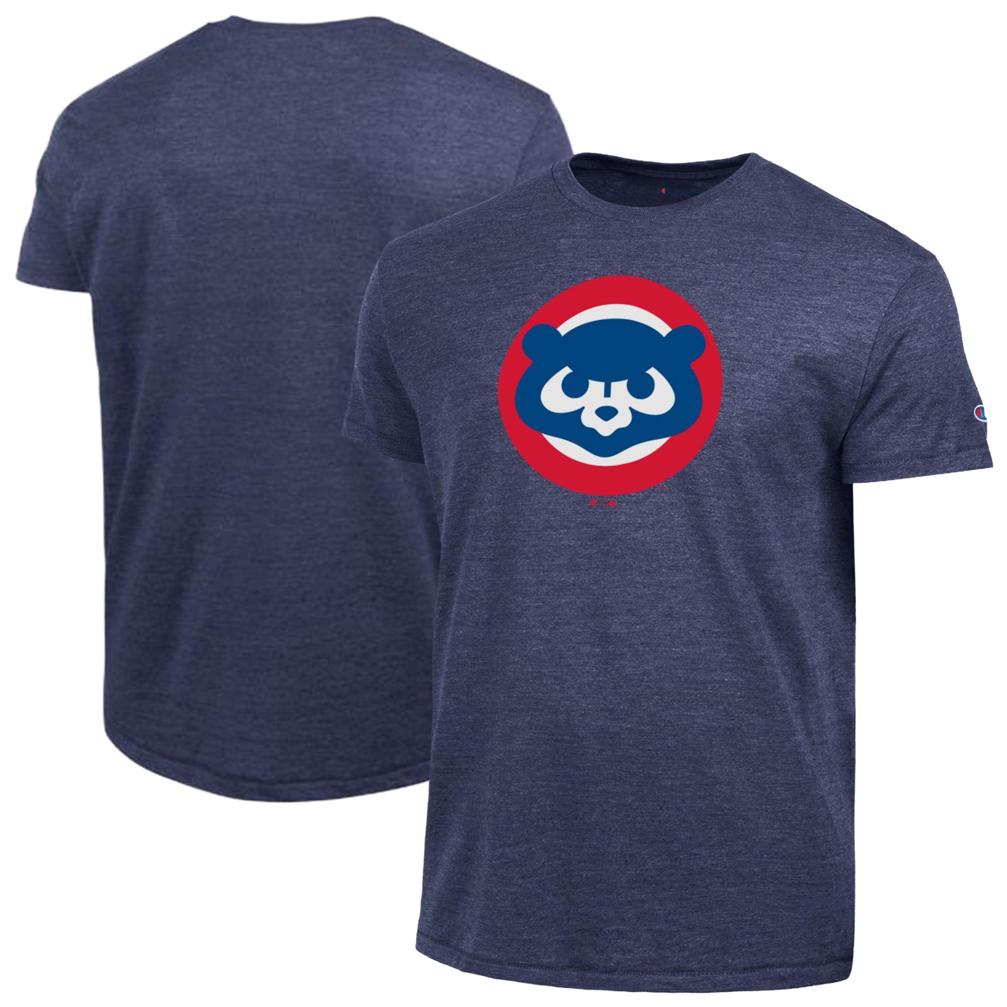 Men's Champion Navy Chicago Cubs Cooperstown Logo Tri-Blend T-Shirt