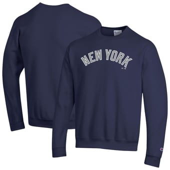 Men's Champion Navy New York Yankees Powerblend Wordmark Sweatshirt