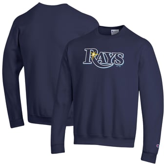 Men's Champion Navy Tampa Bay Rays Powerblend Wordmark Sweatshirt