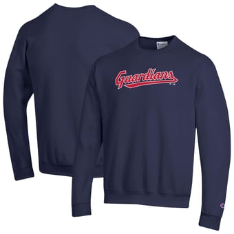 Men's Champion Navy Cleveland Guardians Powerblend Wordmark Sweatshirt