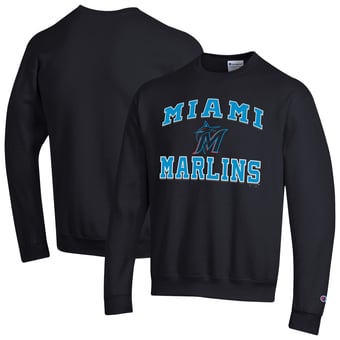 Men's Champion  Black Miami Marlins Heart & Soul Powerblend Sweatshirt