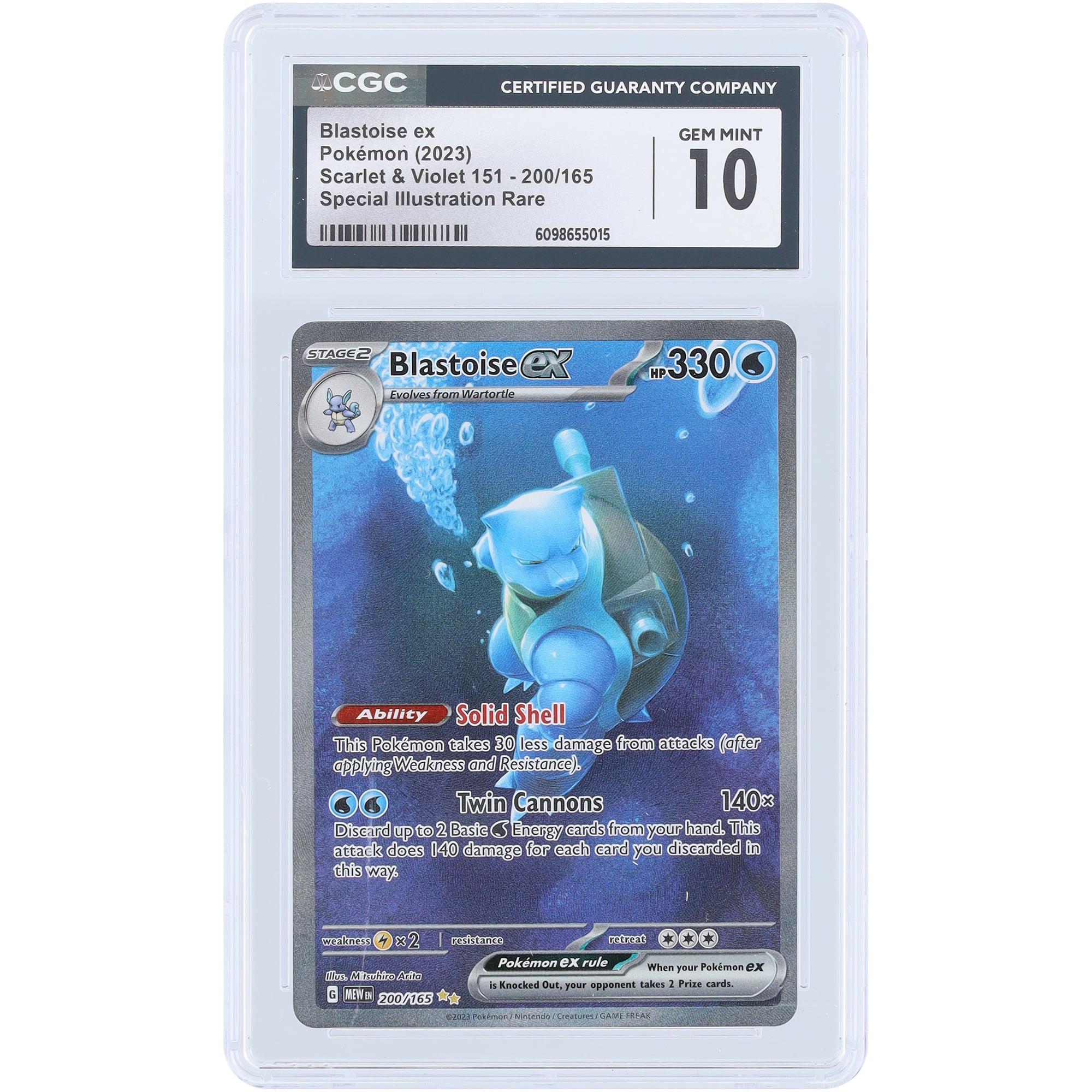 Blastoise EX 2023 Pokemon 151 Special Illustration Rare #200 CGC Authenticated 10 Card