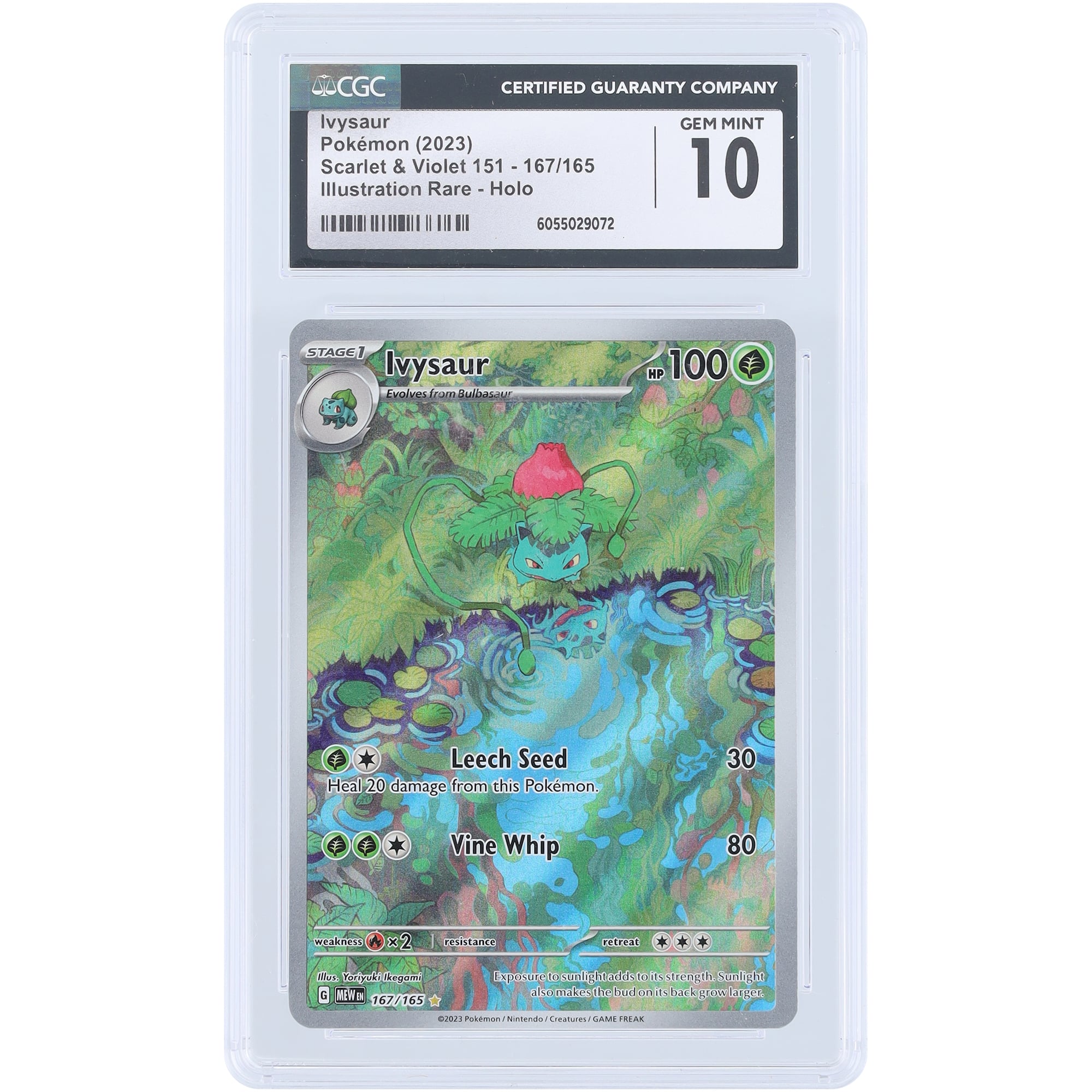 Ivysaur 2023 Pokemon 151 Illustration Rare Holo #167 CGC Authenticated 10 Card
